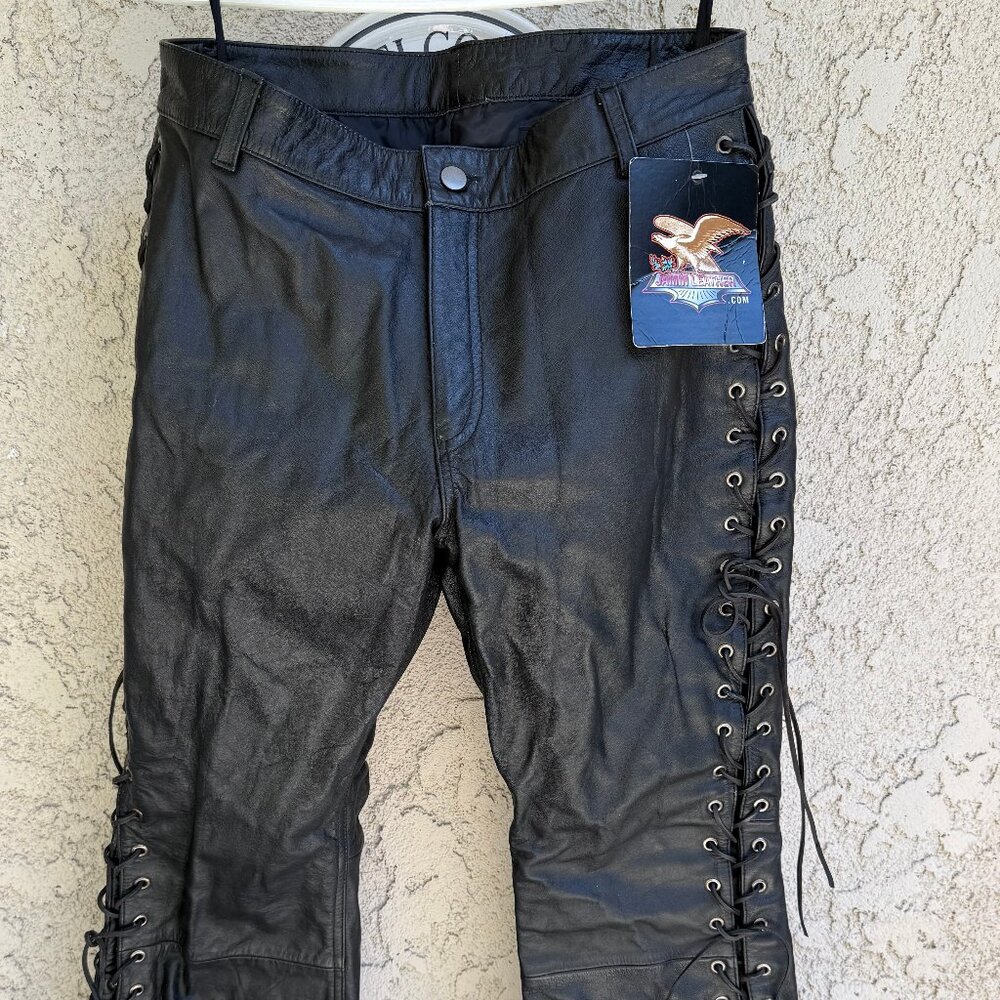 Super Cool Black leather Rock and Roll Pants! NWT 32x32